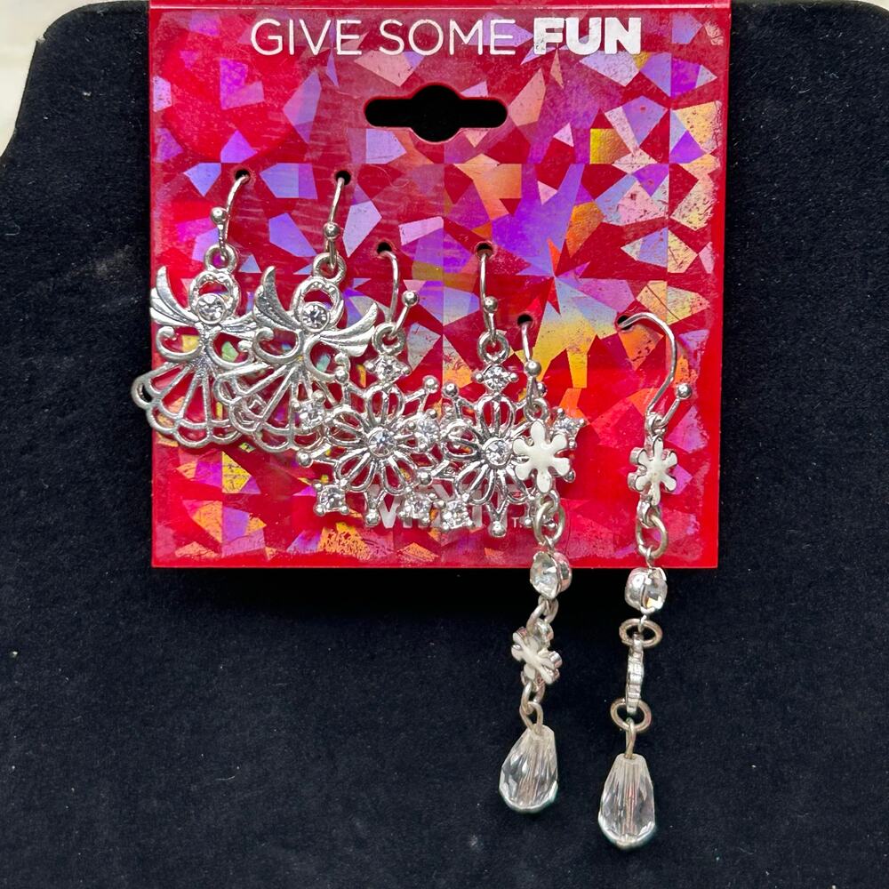 Holiday Earrings JCP Give some Fun set of 3 NEW
